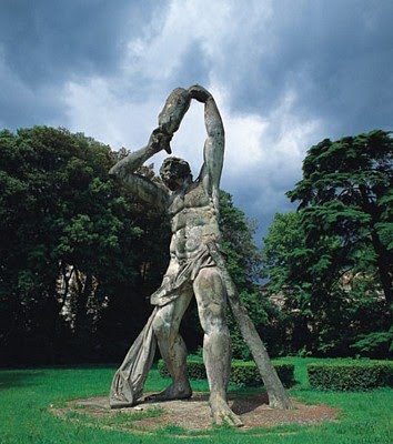 This photo of an Italian statue of Polyphemus drinking from a wineskin looks 