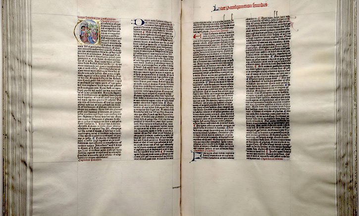 Here is a photo of the Giant Bible of Mainz: This illuminated manuscript was 